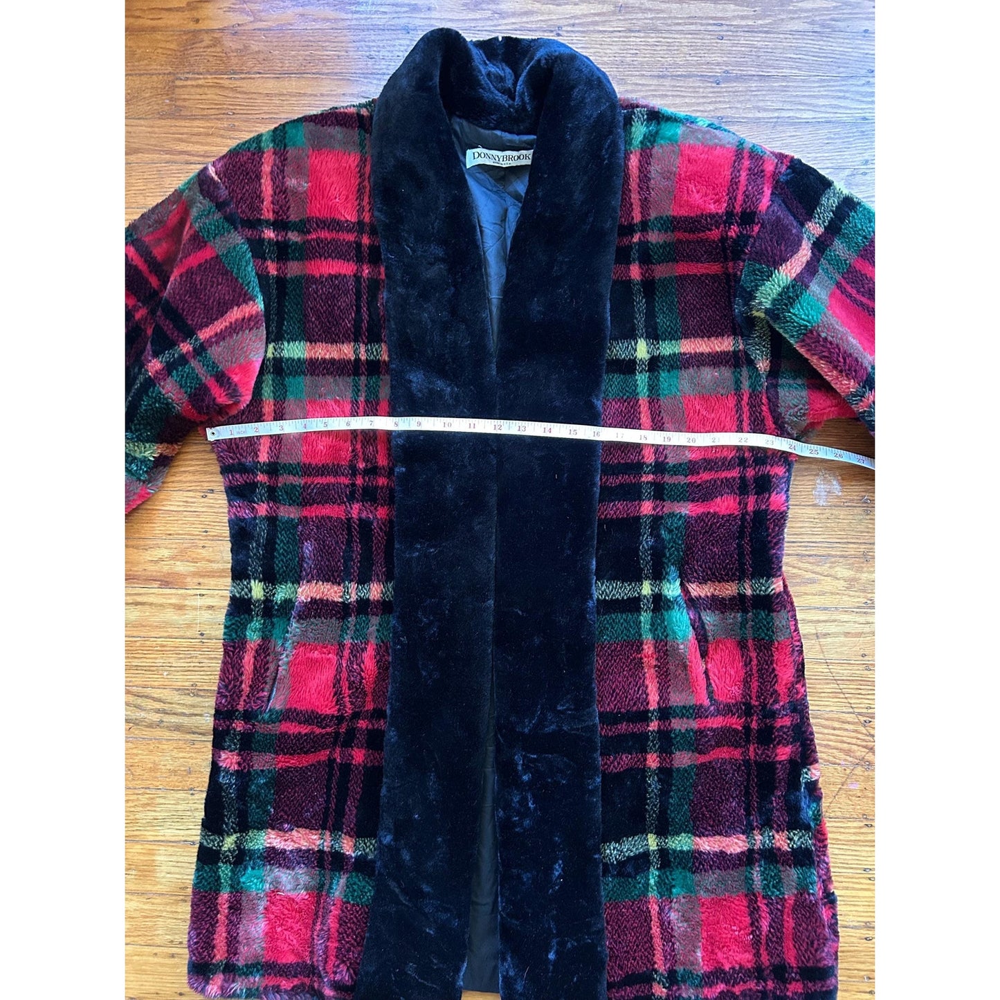 Tartan Faux Fur Coat, M