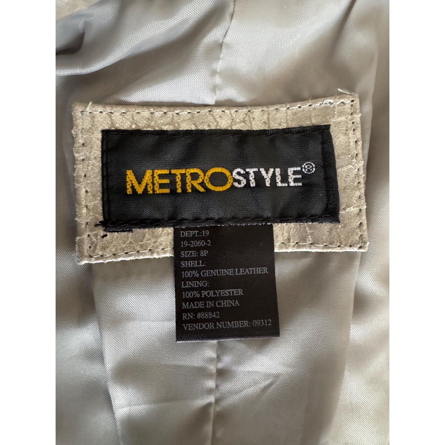 Women's Silver Snakeskin Leather Blazer, 8P