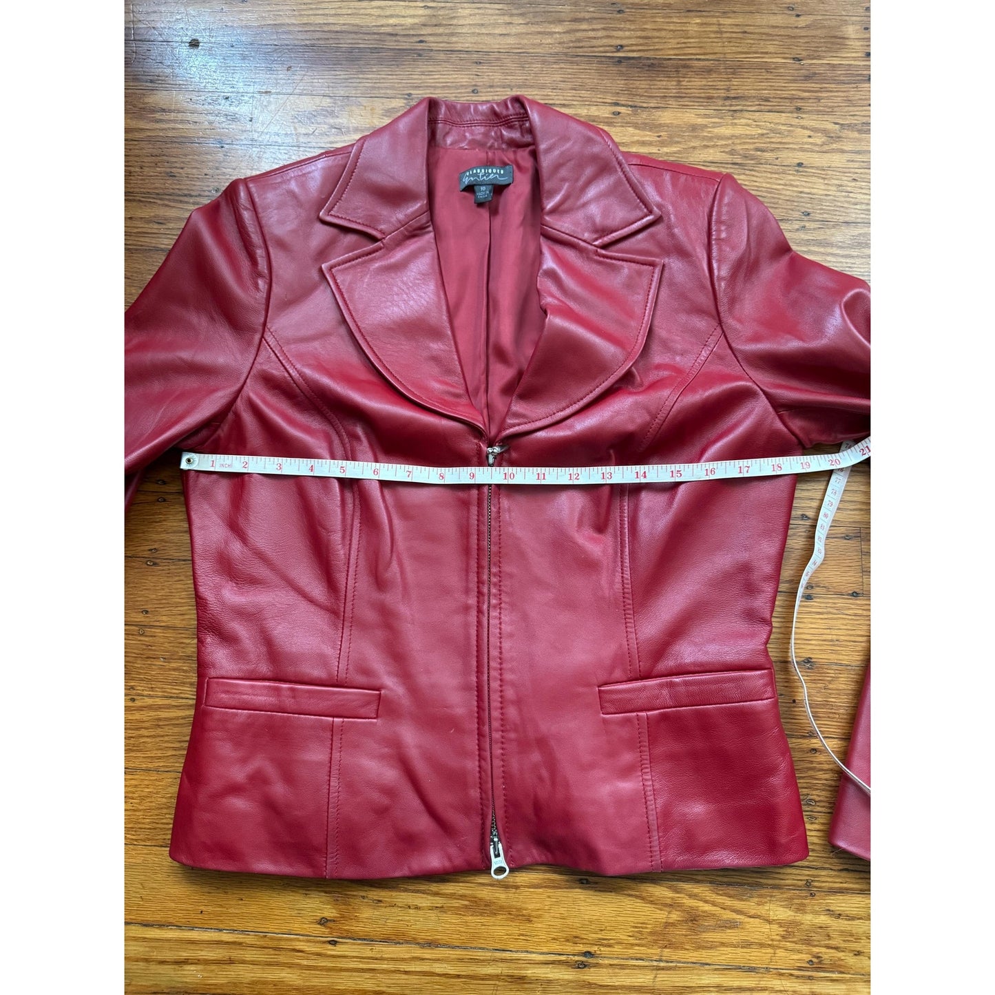 Red Leather Women's Blazer, Size 10