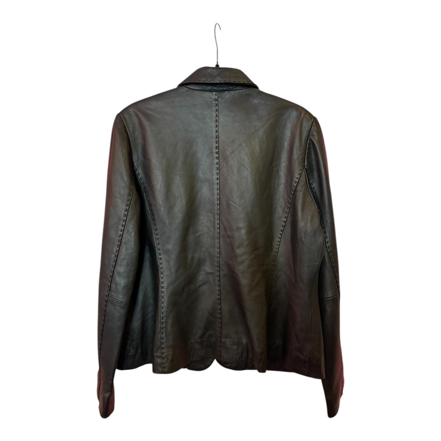 Black Leather Women's Blazer, Size L