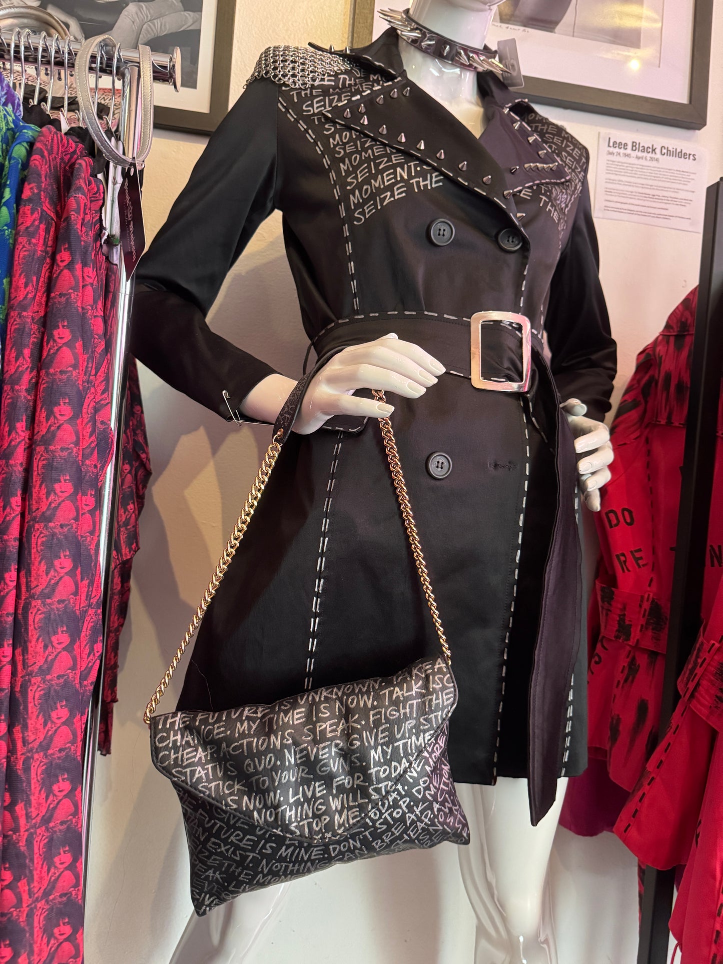 Black Empowering Statement Leather Chain Purse