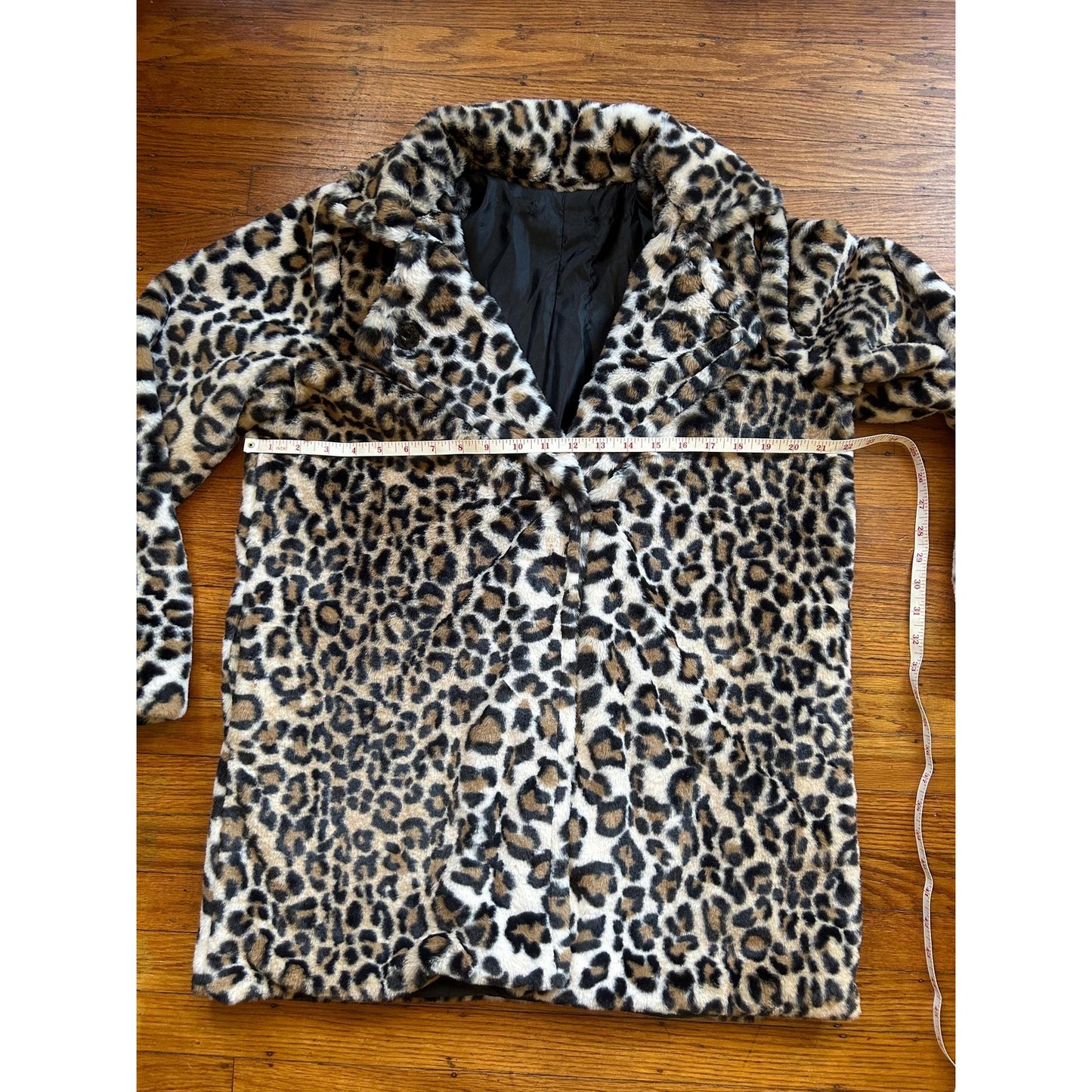 Leopard Print Faux Fur Coat, S