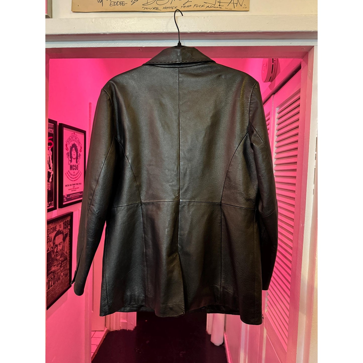 Women's Leather Trench Jacket, Medium