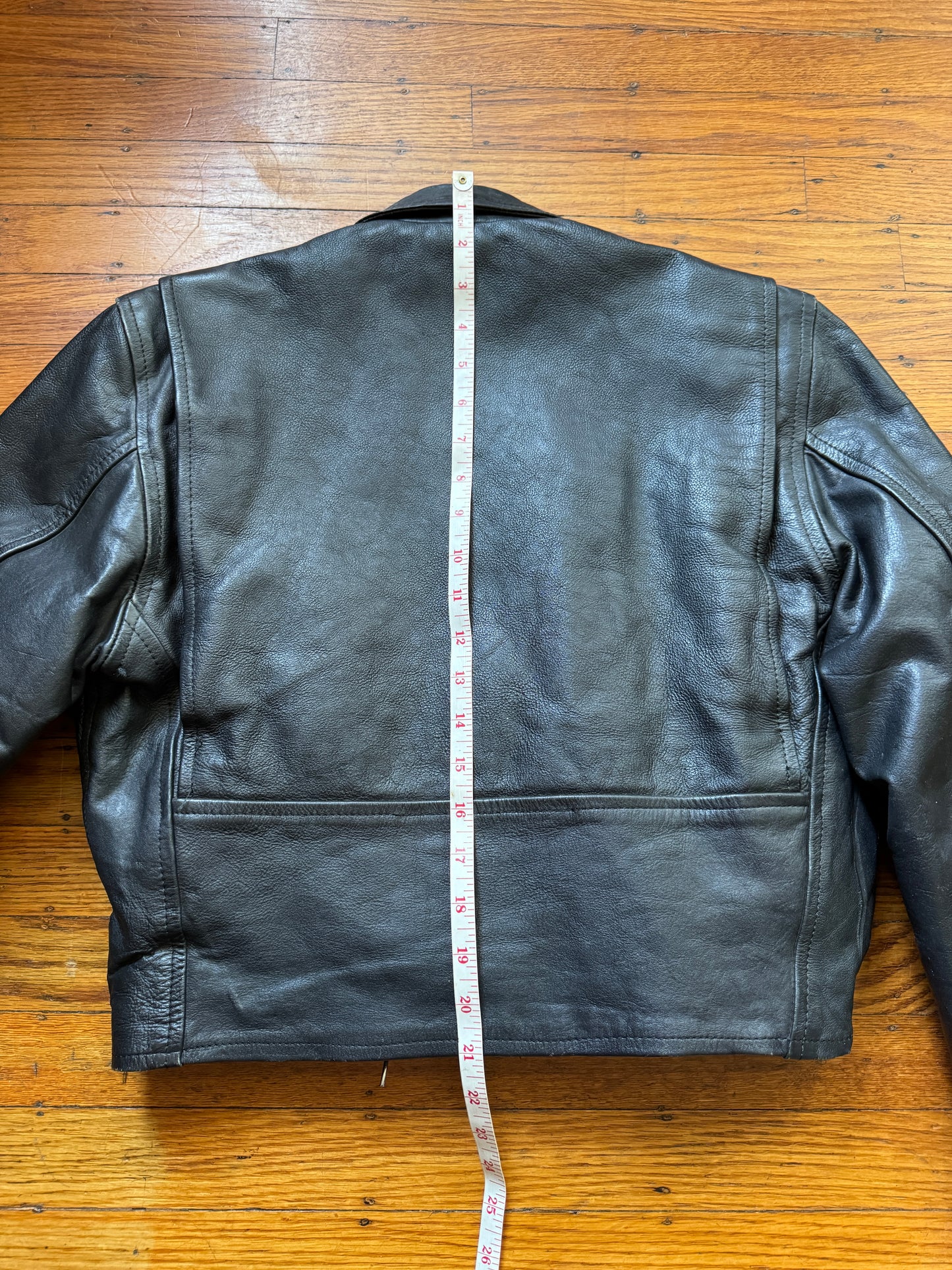 Women's Cropped Vintage Leather Motorcycle Jacket, Medium