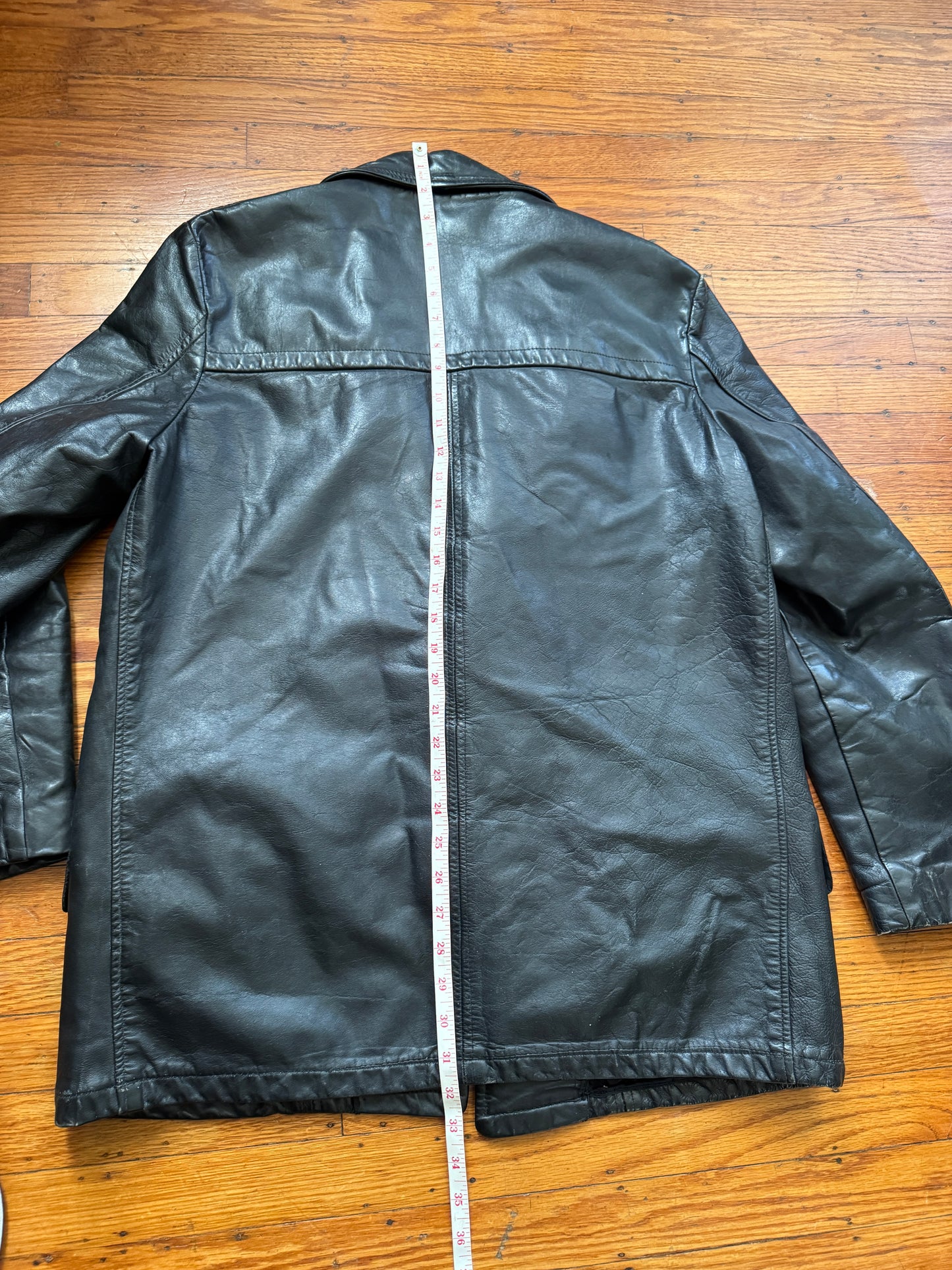 Men's 1970's Leather Blazer Jacket, Large
