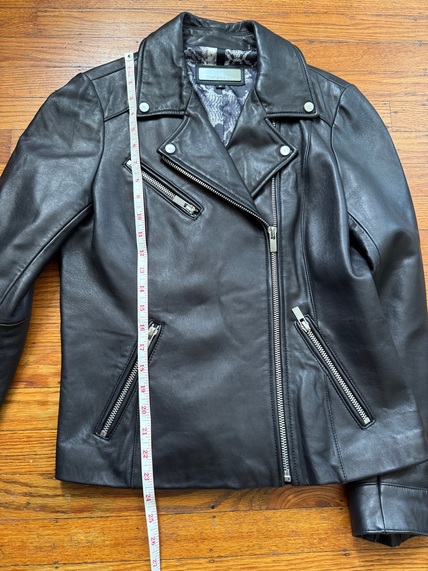 Women's Leather Motorcycle Jacket, Medium