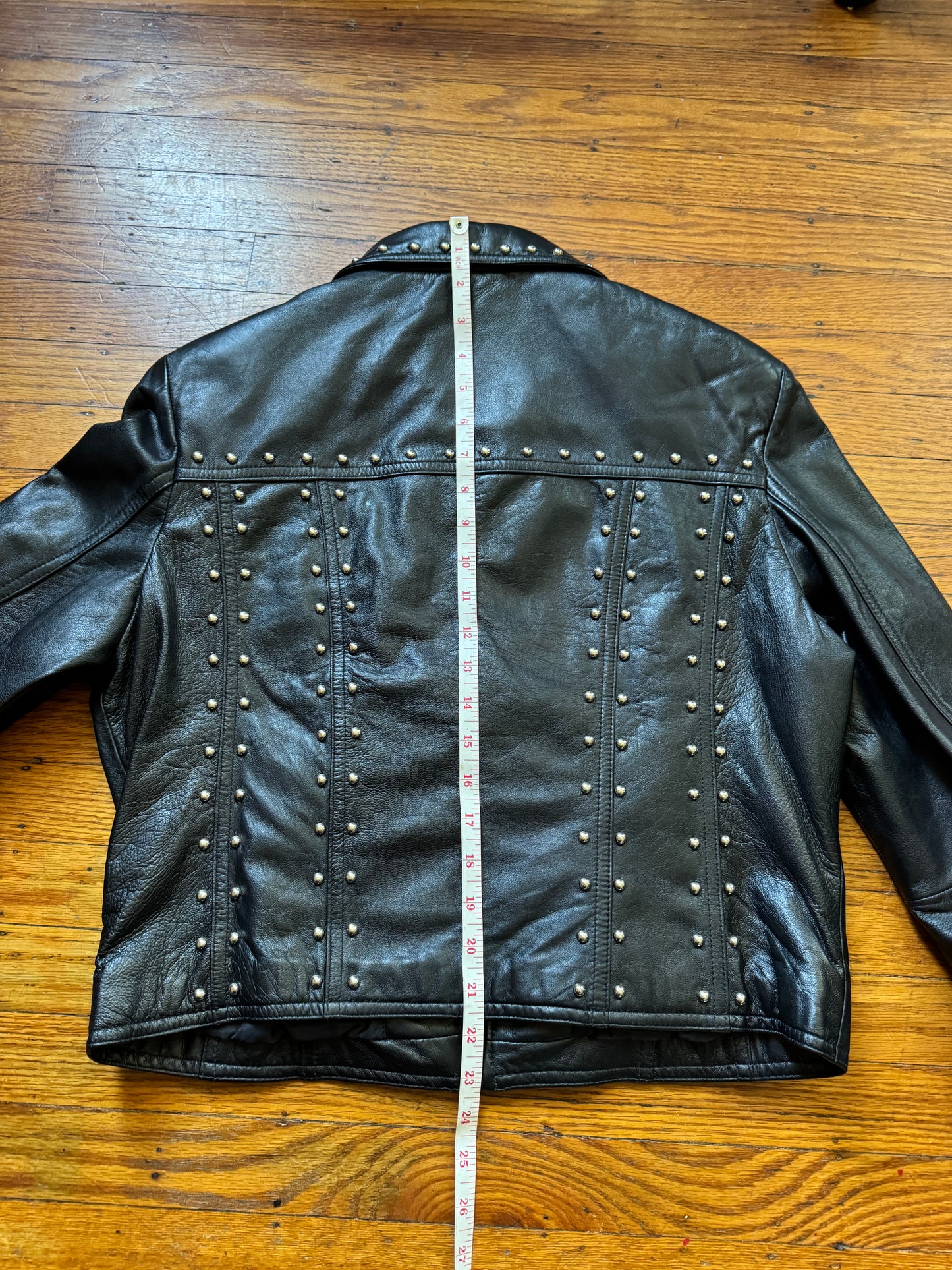 Women's Studded Vintage Leather Jacket, L