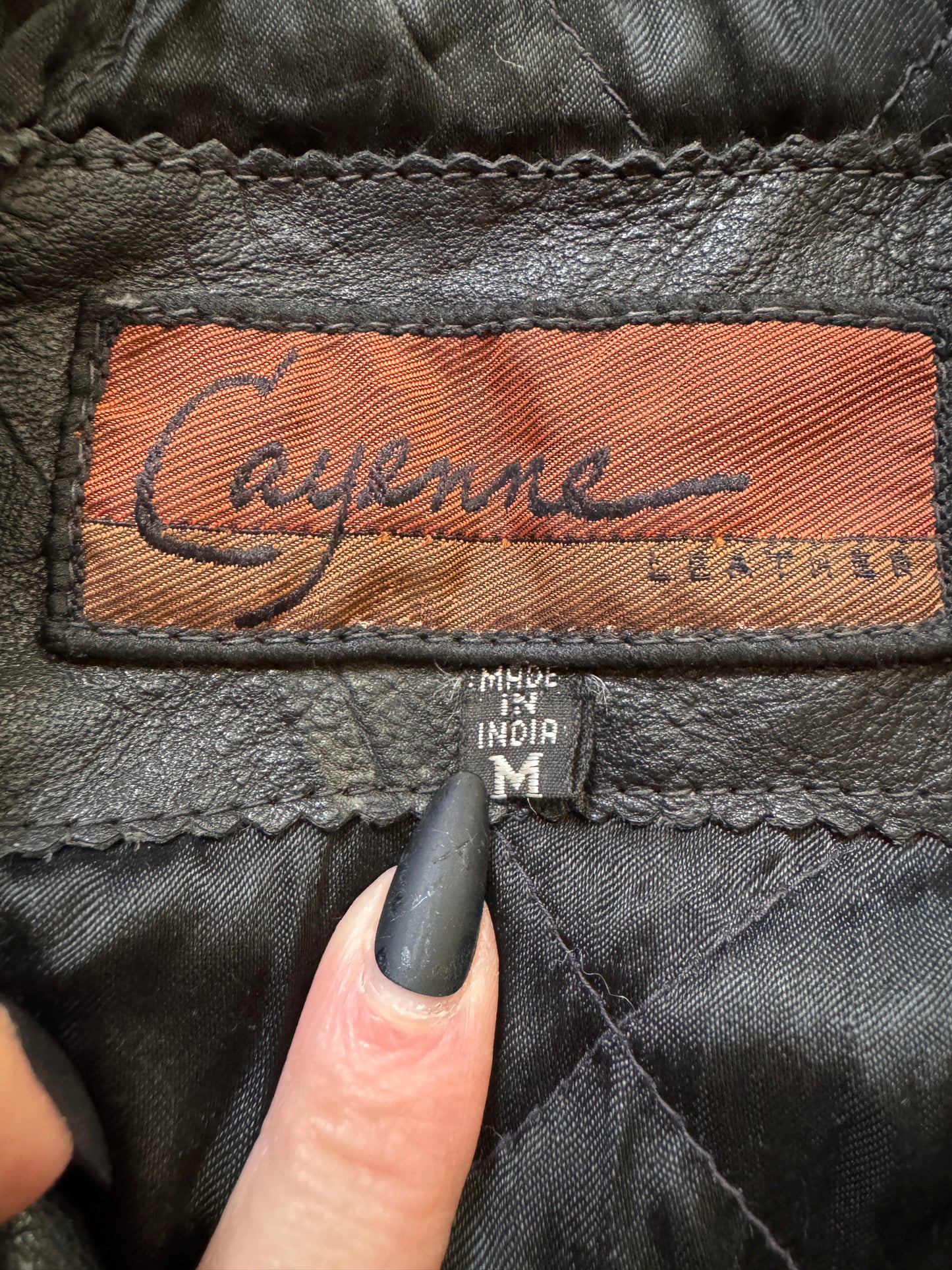 Men's Vintage Black Leather Motorcycle Jacket, 40, M