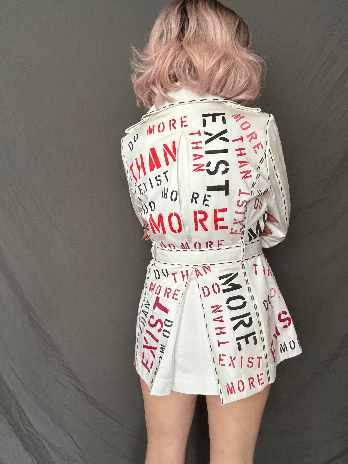 womens white bold custom trench coat