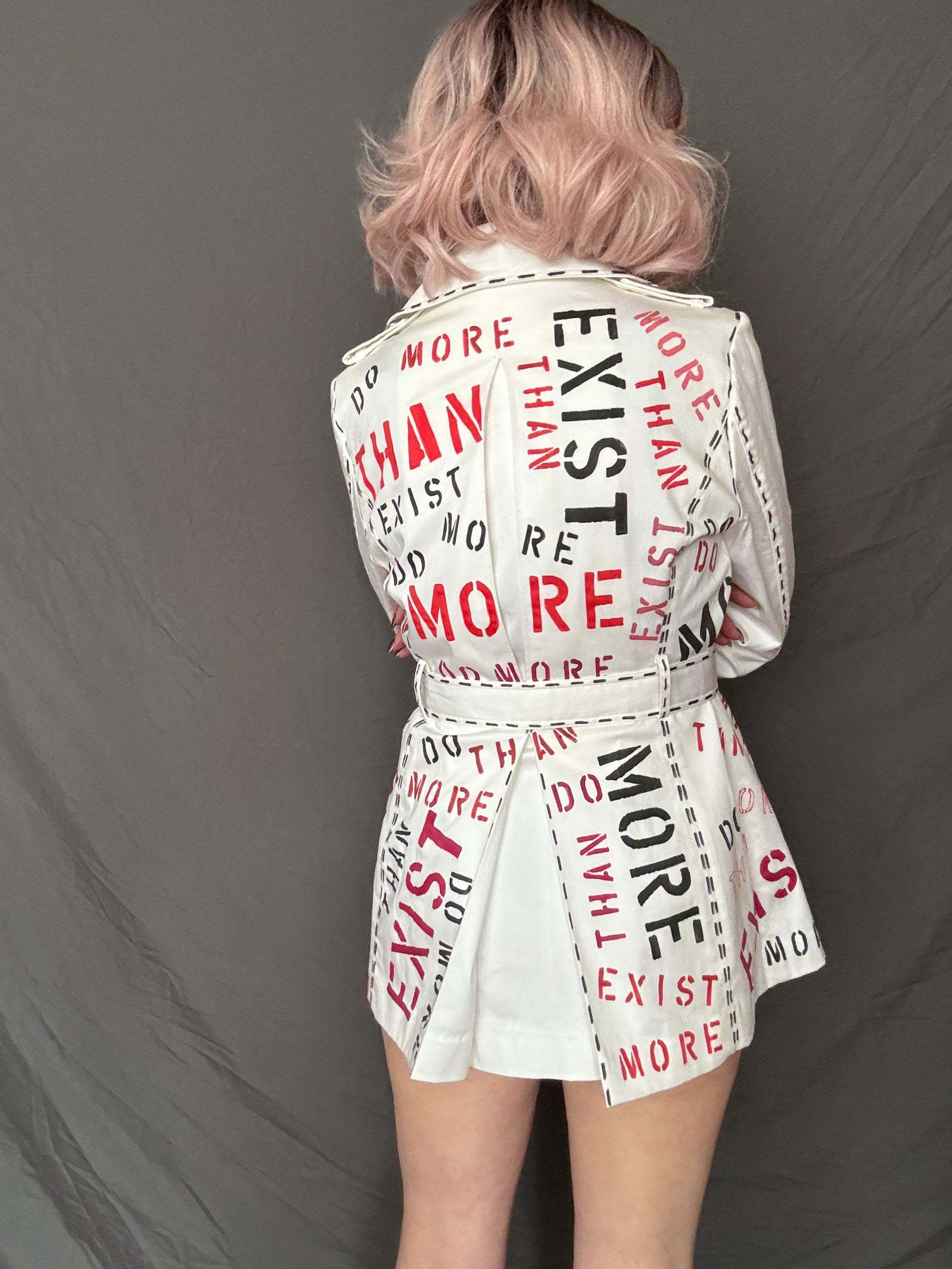womens white bold custom trench coat