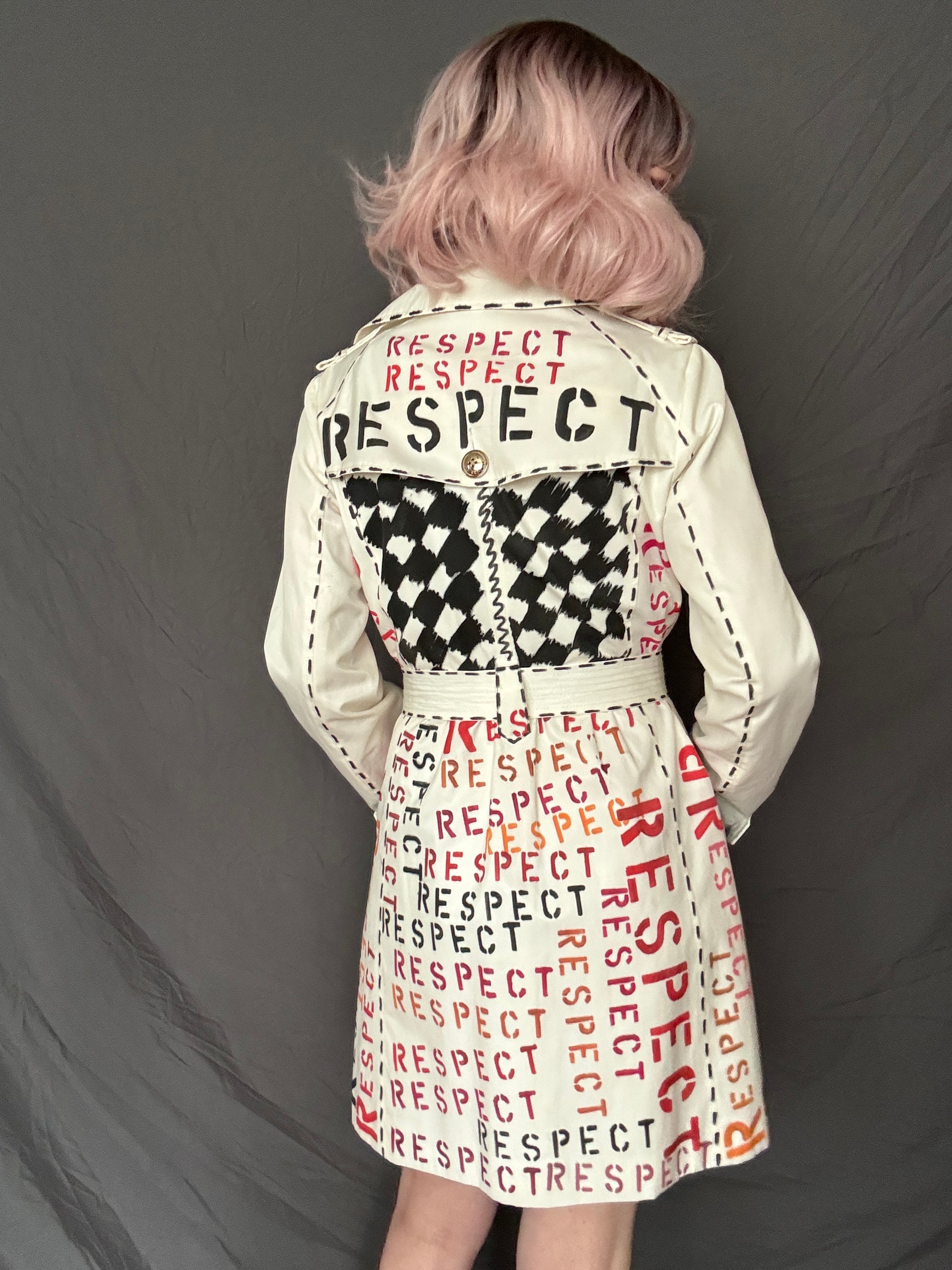 Womens Ivory Upcycled Trench Coat