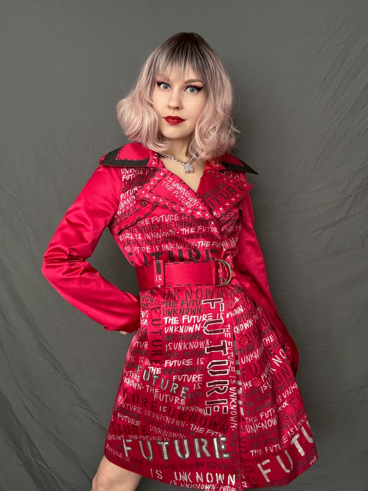 red trench coat