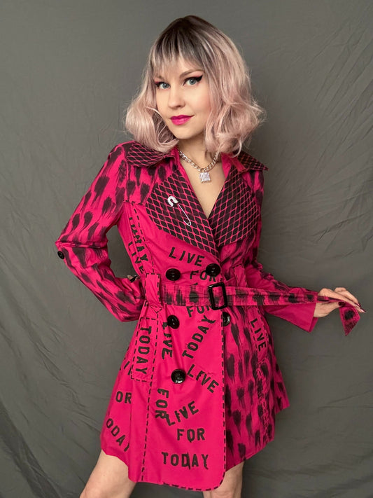 hot pink upcycled trench coat