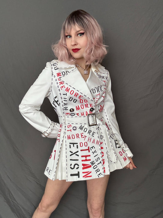 womens white bold custom trench coat