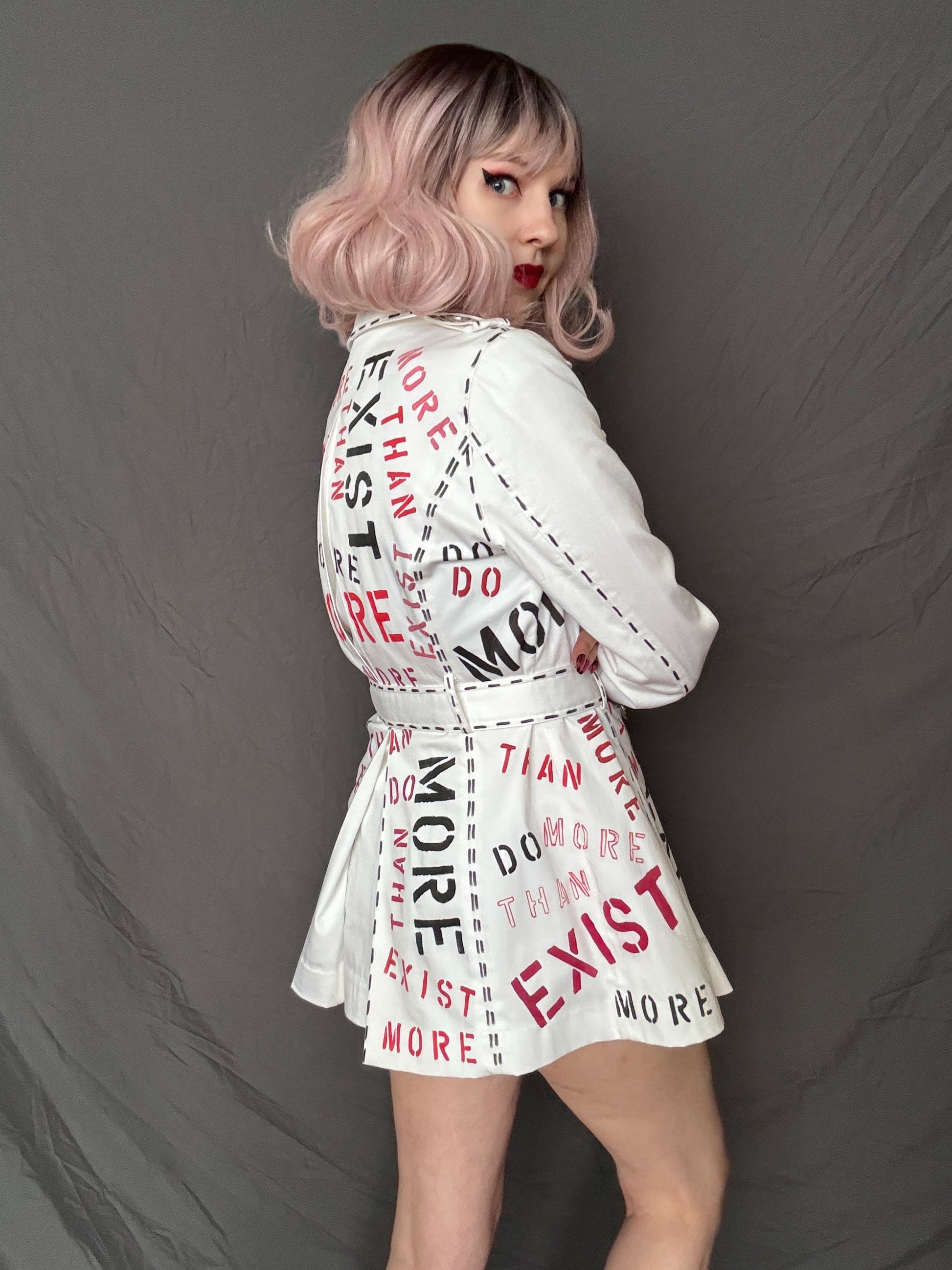 womens white bold custom trench coat