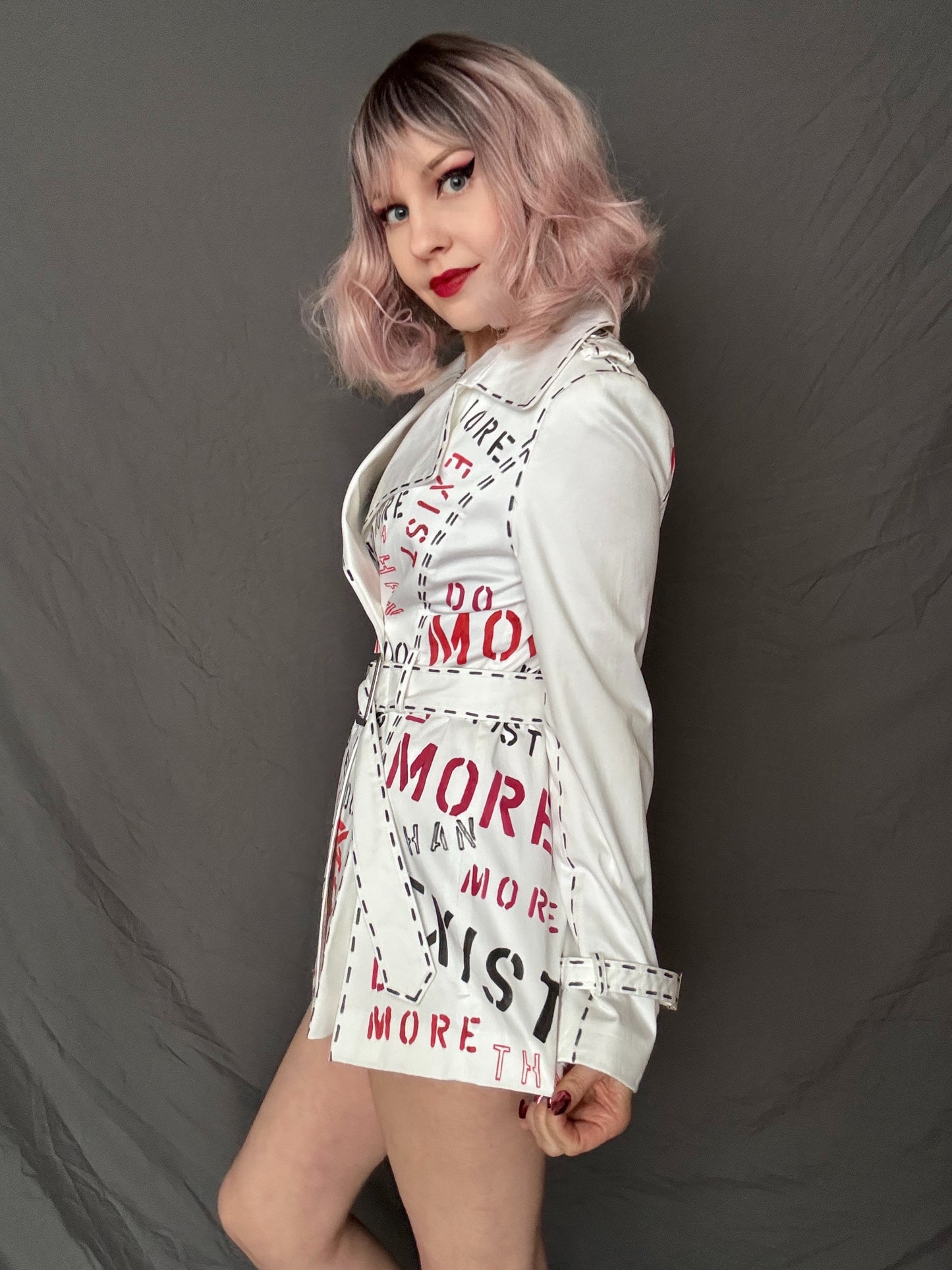 womens white bold custom trench coat