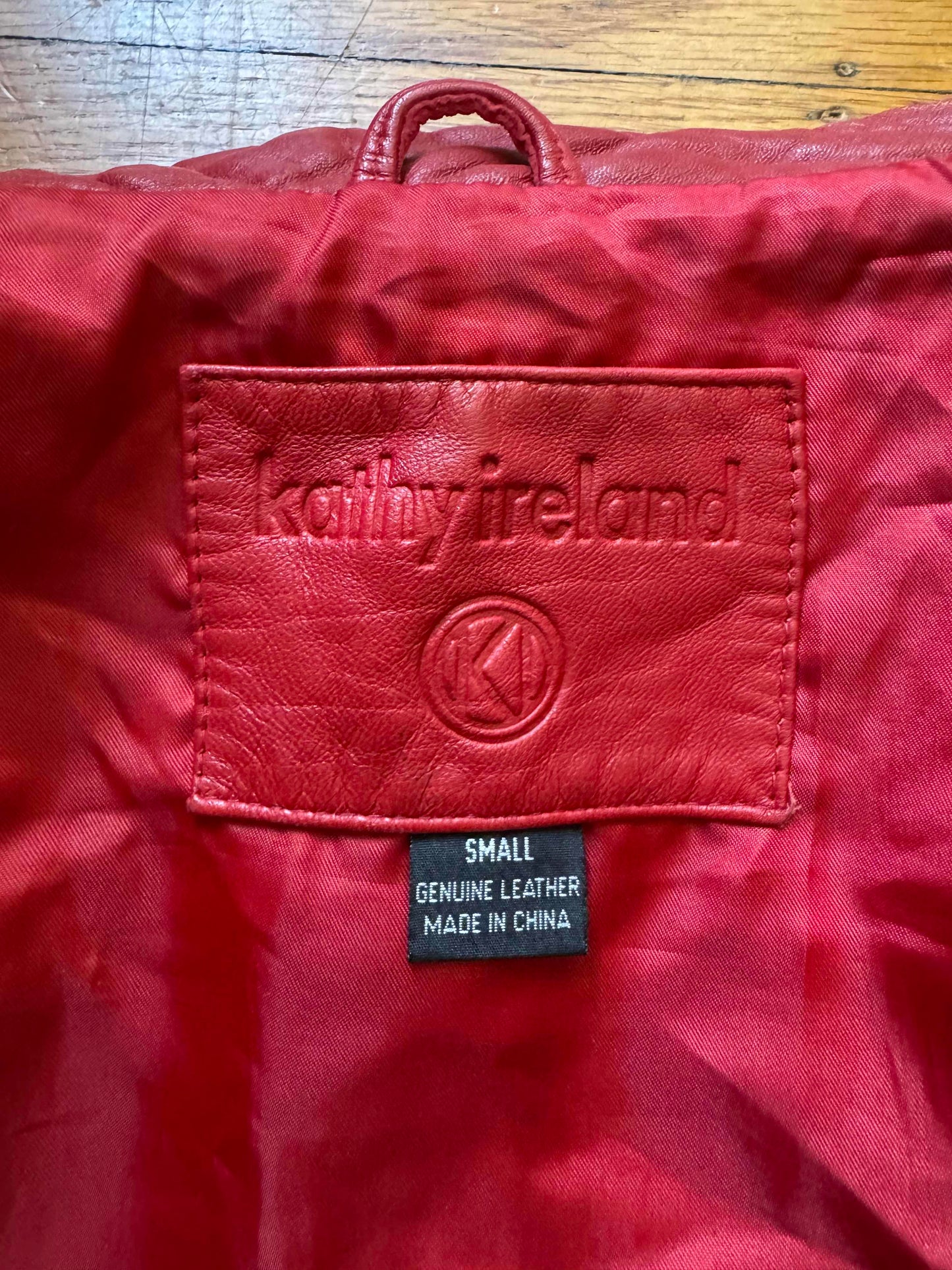 Red Leather Vintage Y2K Cafe Racer Women's Jacket, Size S/P
