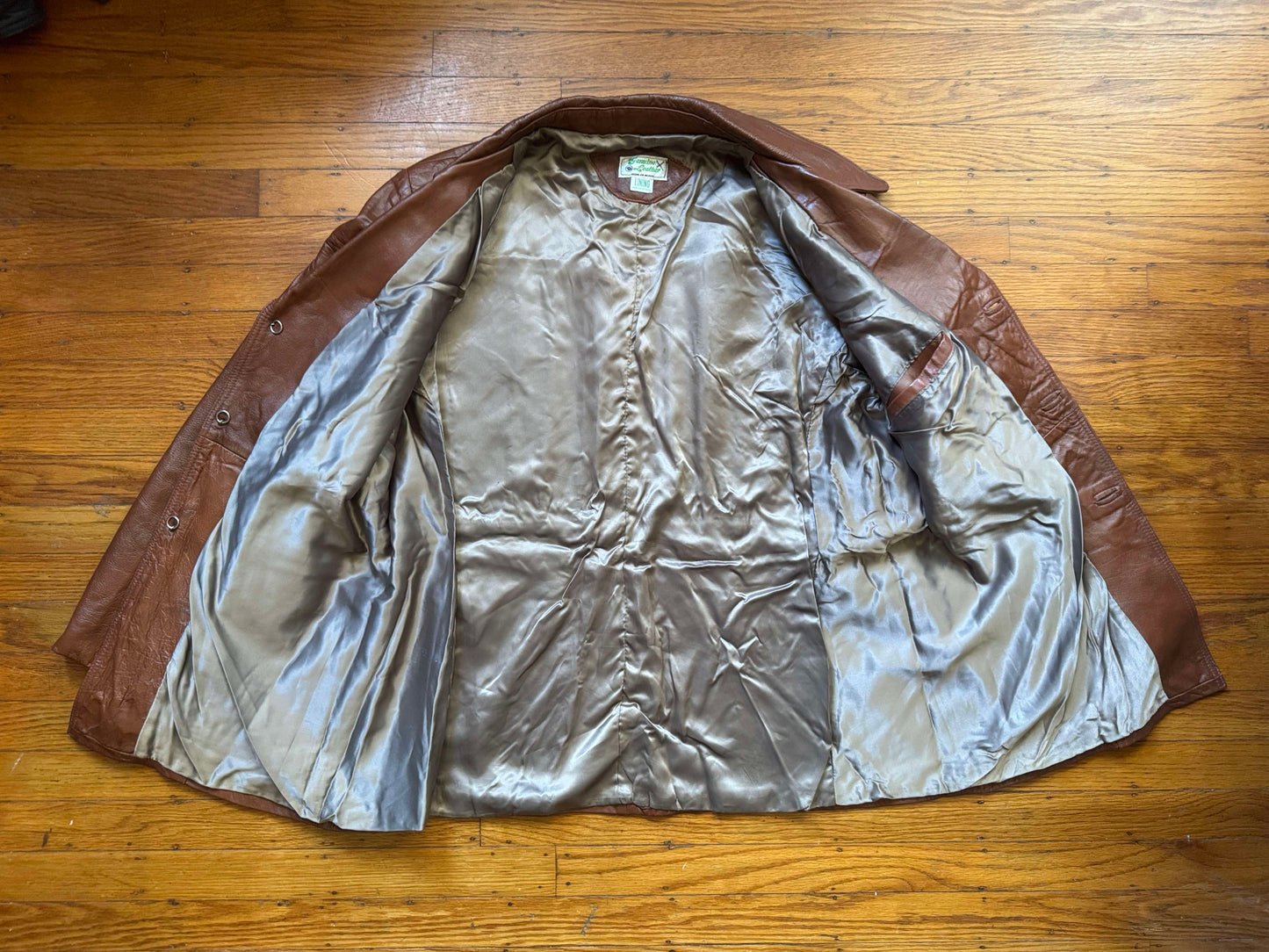 Men's 1970's Brown Vintage Leather Jacket, XL 44