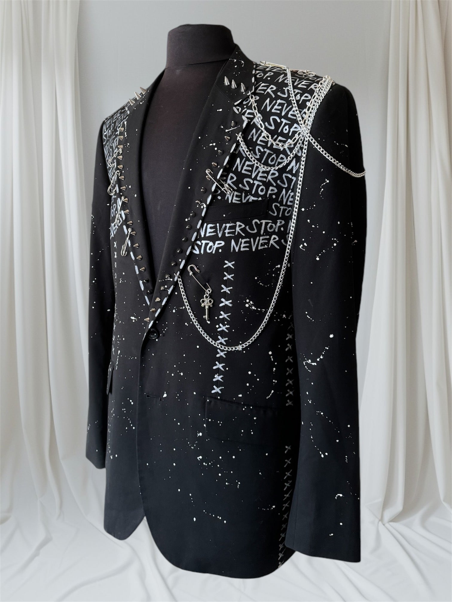 NEVER STOP 44L Mens Suit Jacket - Punk Majesty Streetwear