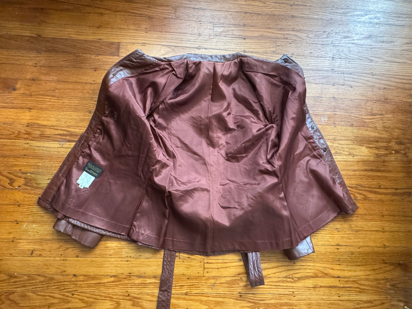 Women's 1970's Brown Vintage Leather Trench Coat, M