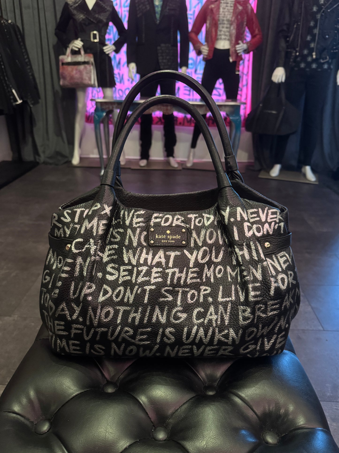 Black Empowering Statement Leather Handbag