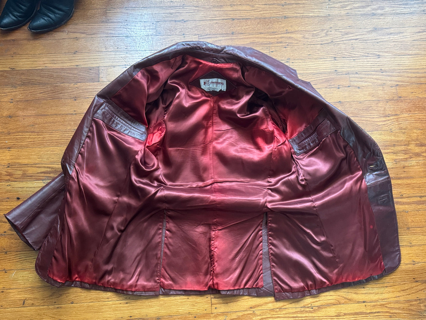 Men's Oxblood Vintage Leather Blazer, L 42