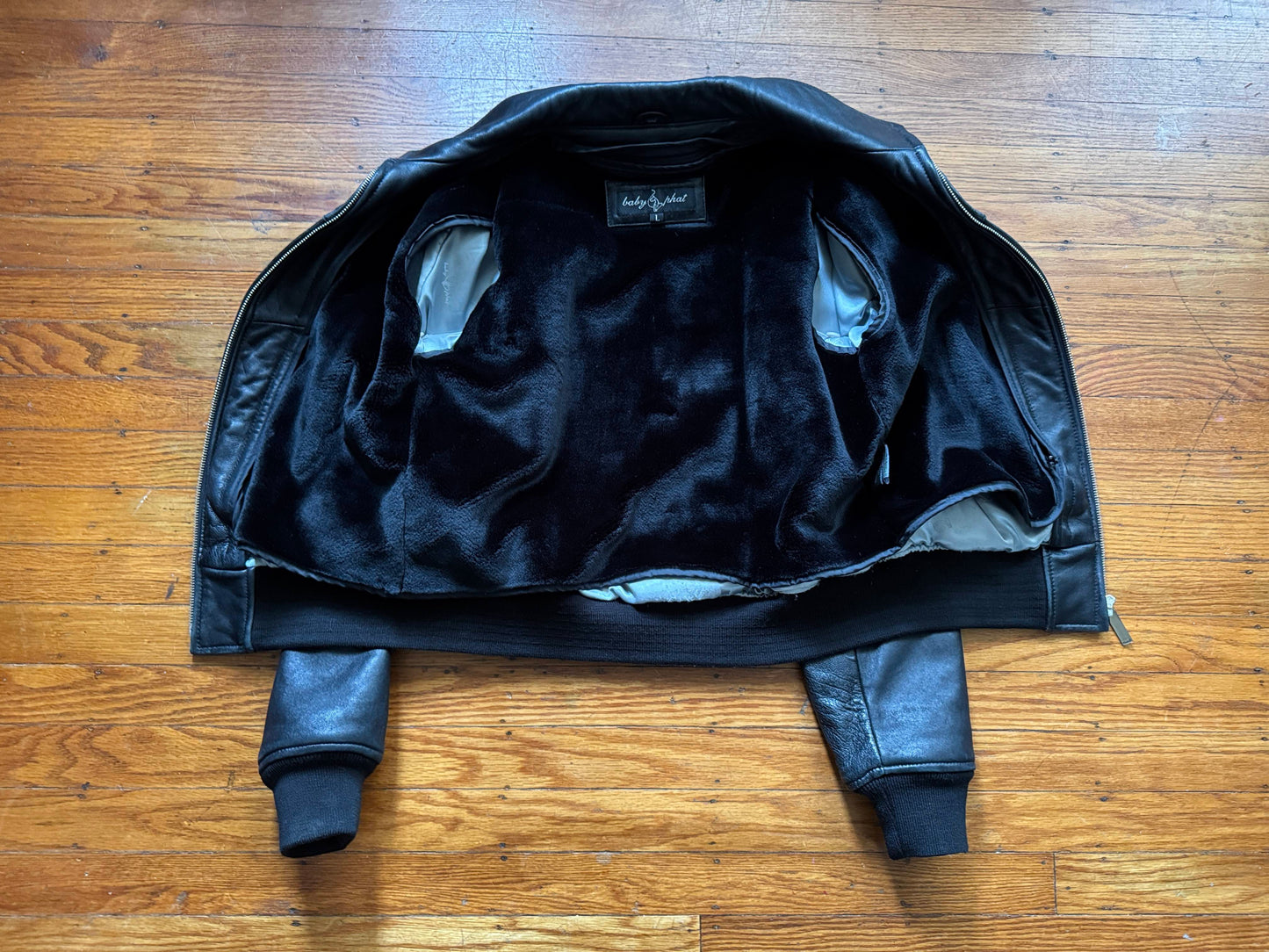 Women's Leather Vintage Y2K Bomber Jacket, M