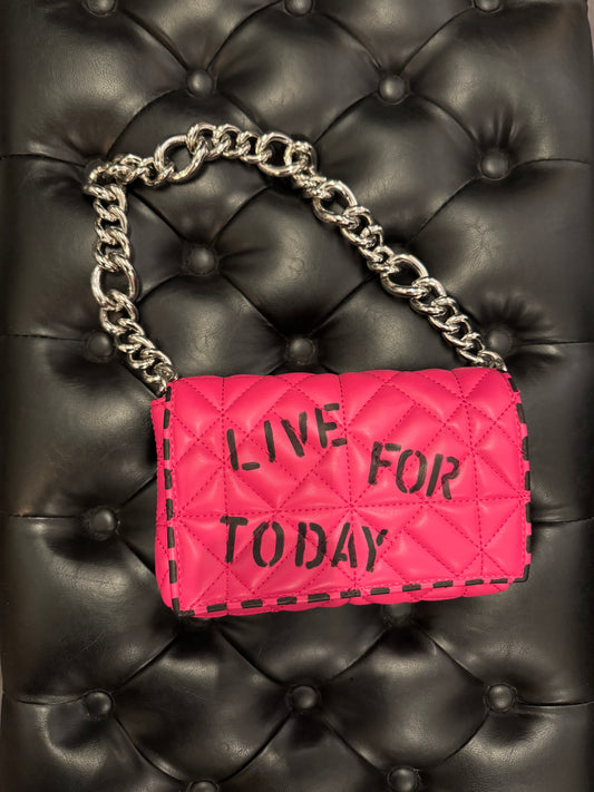Hot Pink LIVE FOR TODAY *Vegan Leather Chain Purse