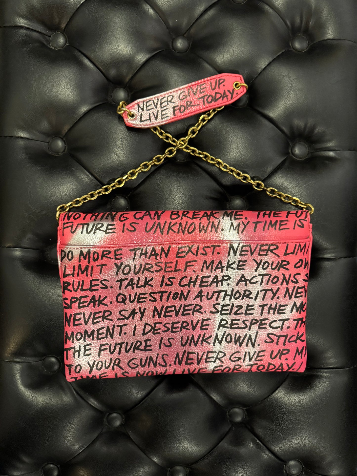 Hot Pink Empowering Statement Leather Chain Purse