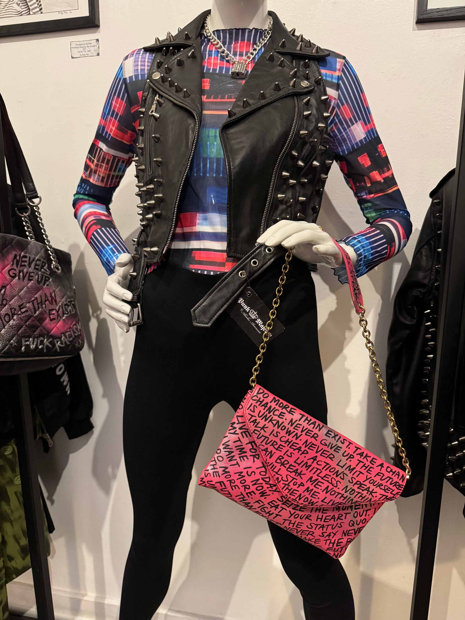 Hot Pink Empowering Statement Leather Chain Purse