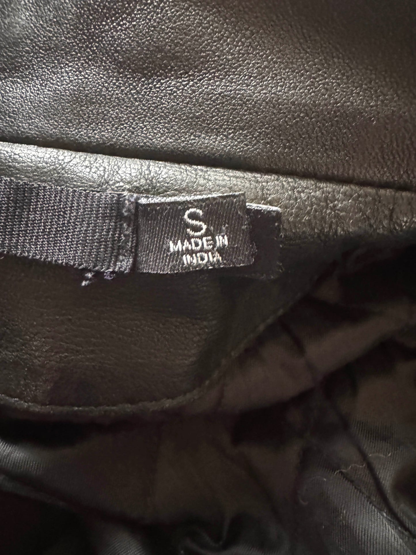 Men's Vintage High-Quality Black Leather Motorcycle Jacket, S