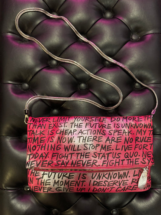 Hot Pink Empowering Statement Leather Chain Purse