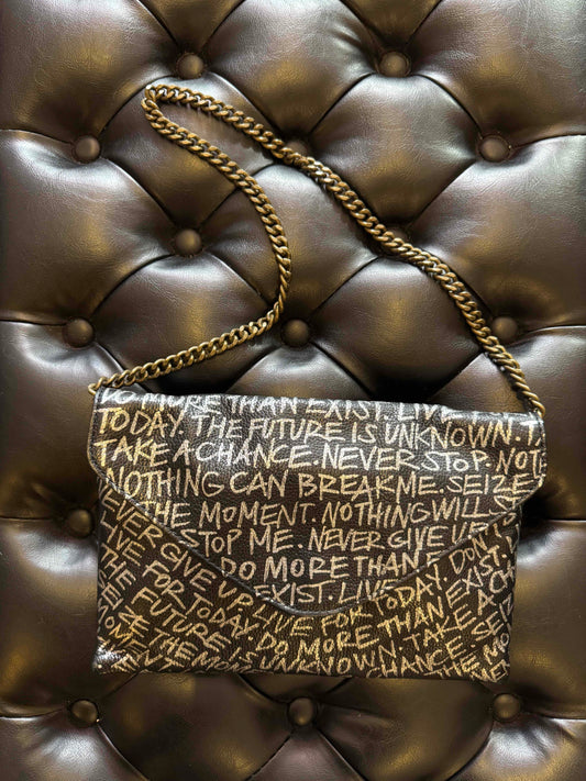 Black Empowering Statement Leather Chain Purse