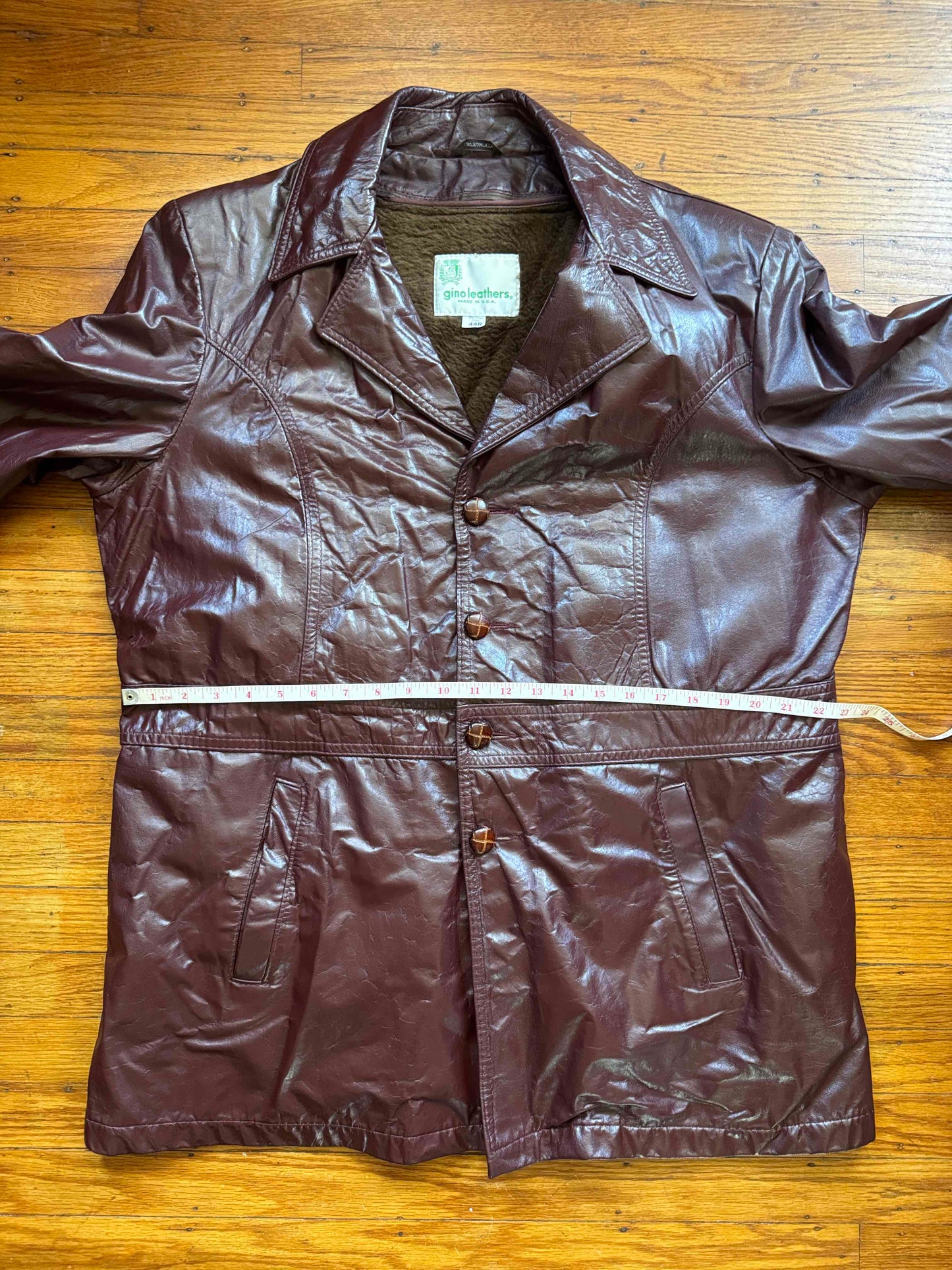 Men's 1970's Oxblood Vintage Leather Jacket, XL 44