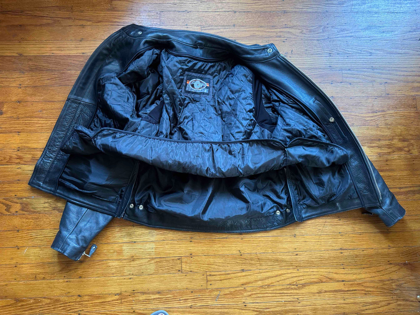 Men's Vintage Black Leather Cafe Racer Jacket, L