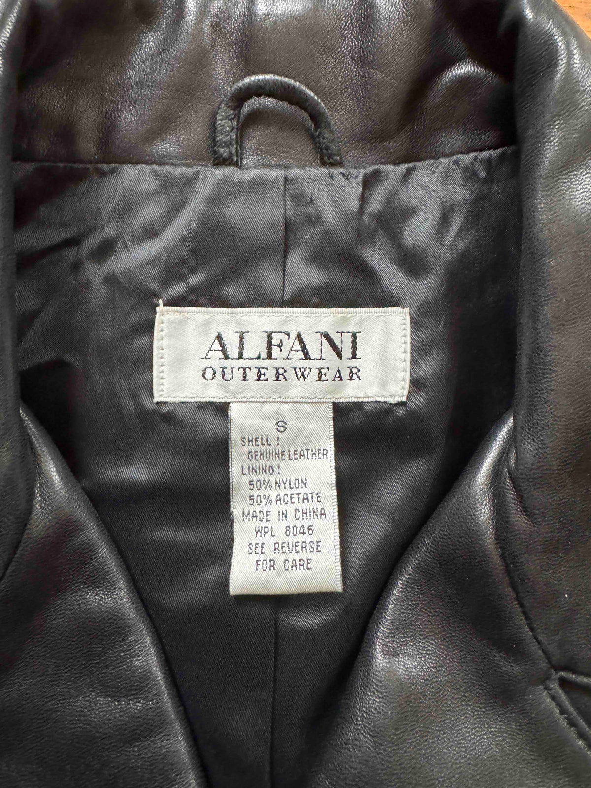 Black Leather Women's Y2K Vintage Trench, Size S