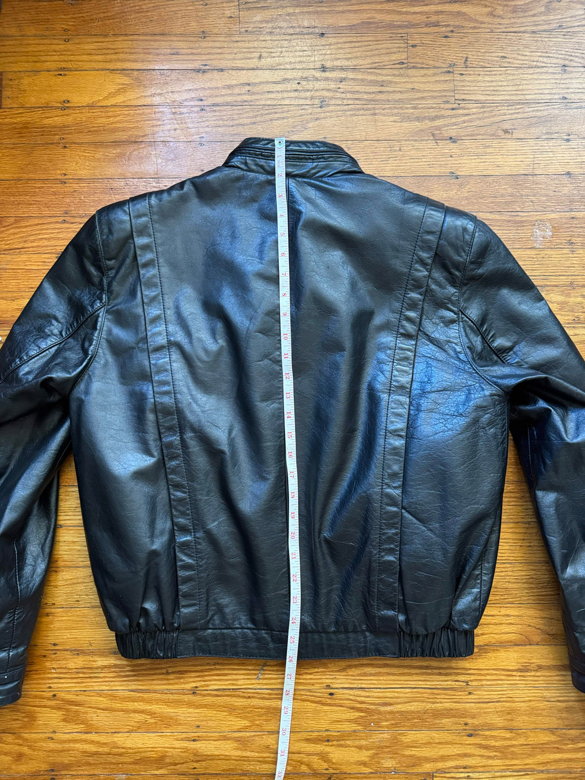 Men's 1970's Black Vintage Leather Bomber Jacket, 38 / M
