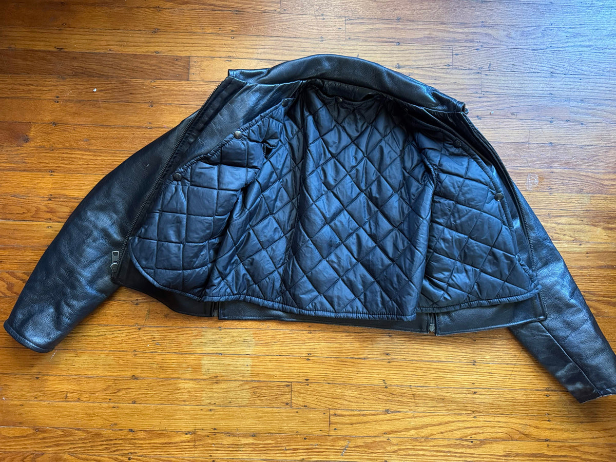Women's Vintage 1980s Leather Motorcycle Jacket, M