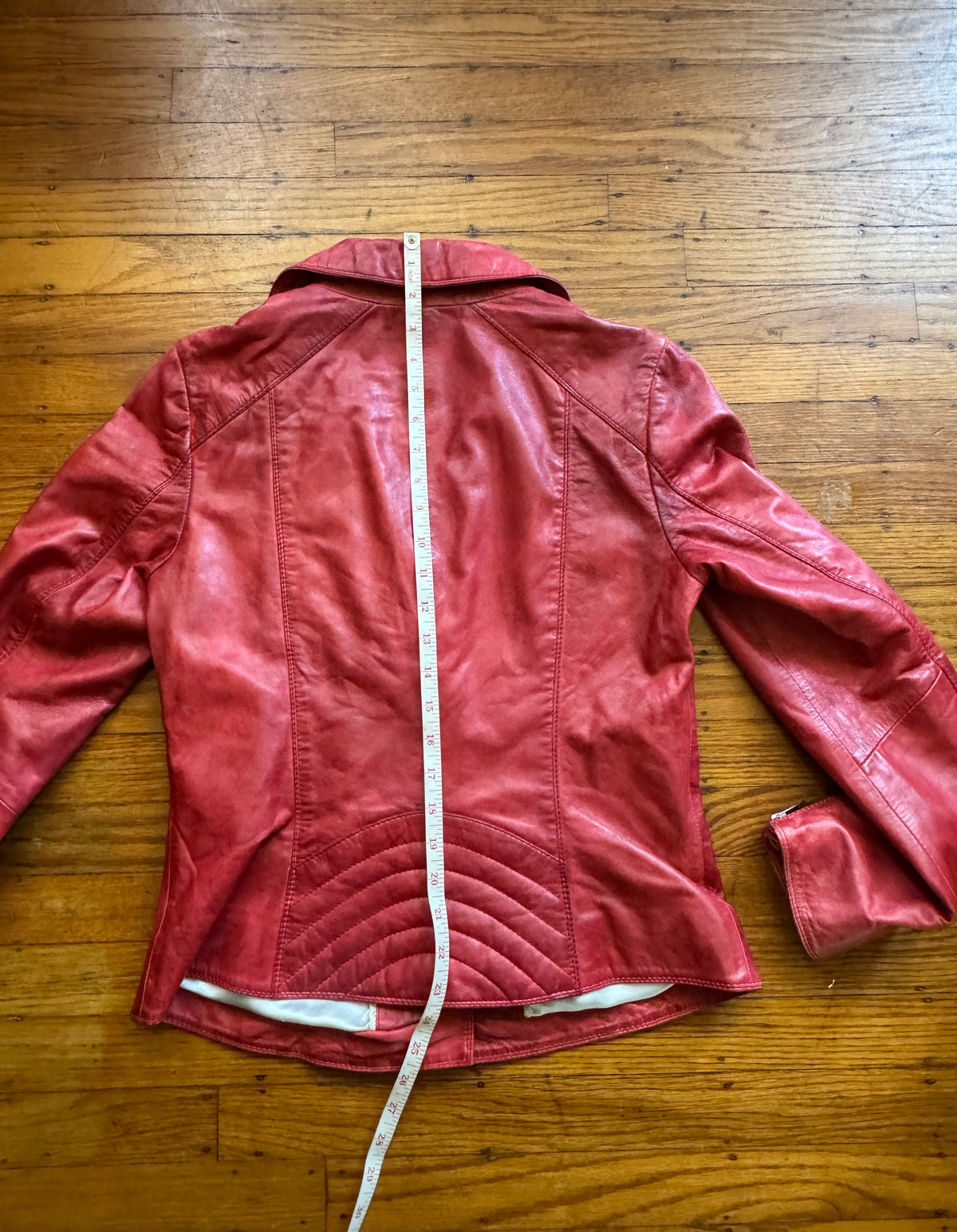 Red Leather Women's Motorcycle Jacket, Size S (Copy)