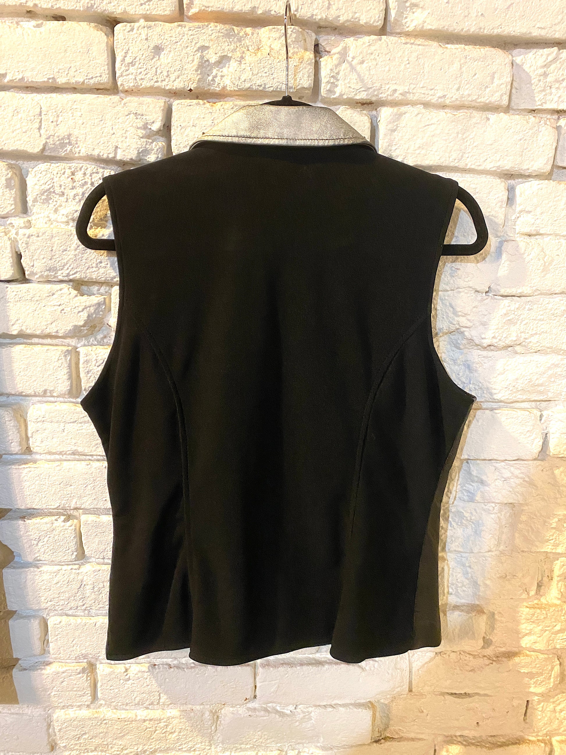 Black Leather Spiked Vest, Upcycled Womens L - Punk Majesty Streetwear