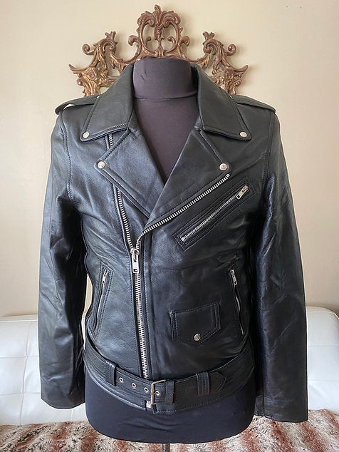 Men's Lightweight Lambskin Motorcycle Jacket, XS-4XL