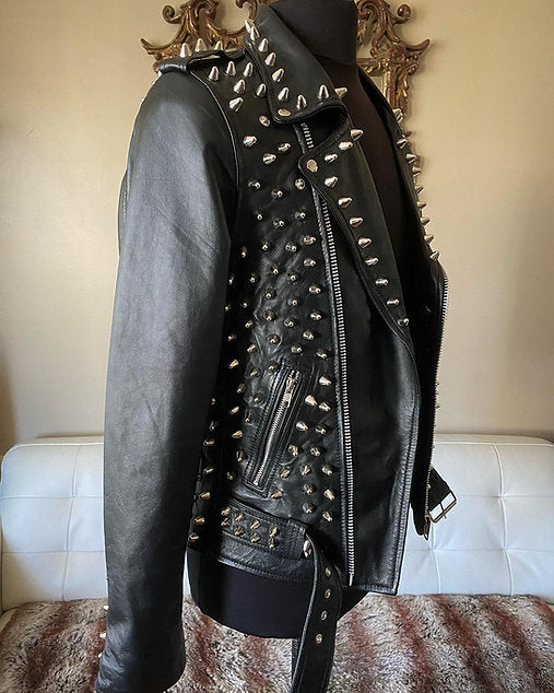 Men's Lightweight Lambskin Motorcycle Jacket, XS-4XL