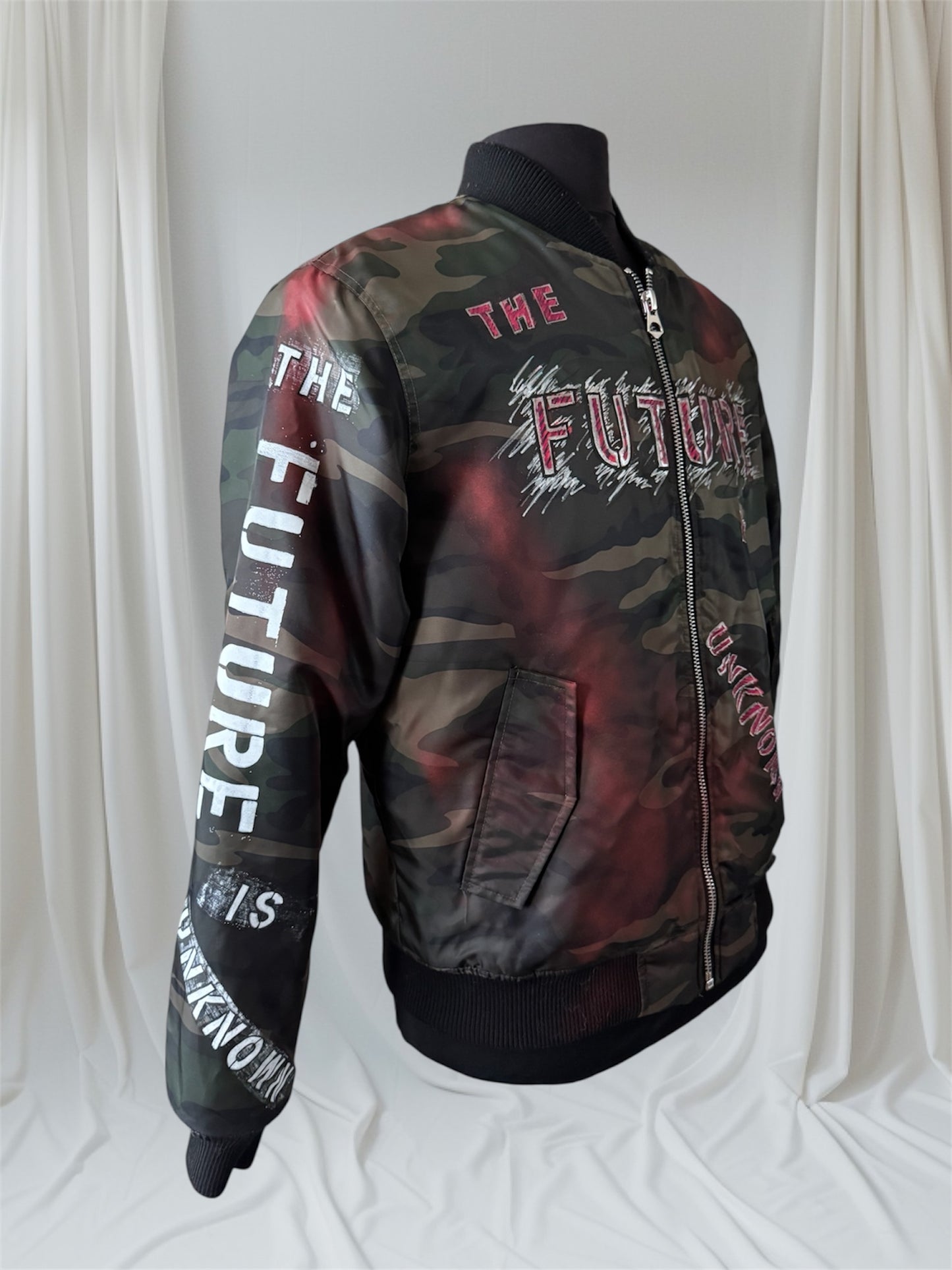 THE FUTURE IS UNKNOWN Men's Bomber Jacket, Large (Custom Order in any size)