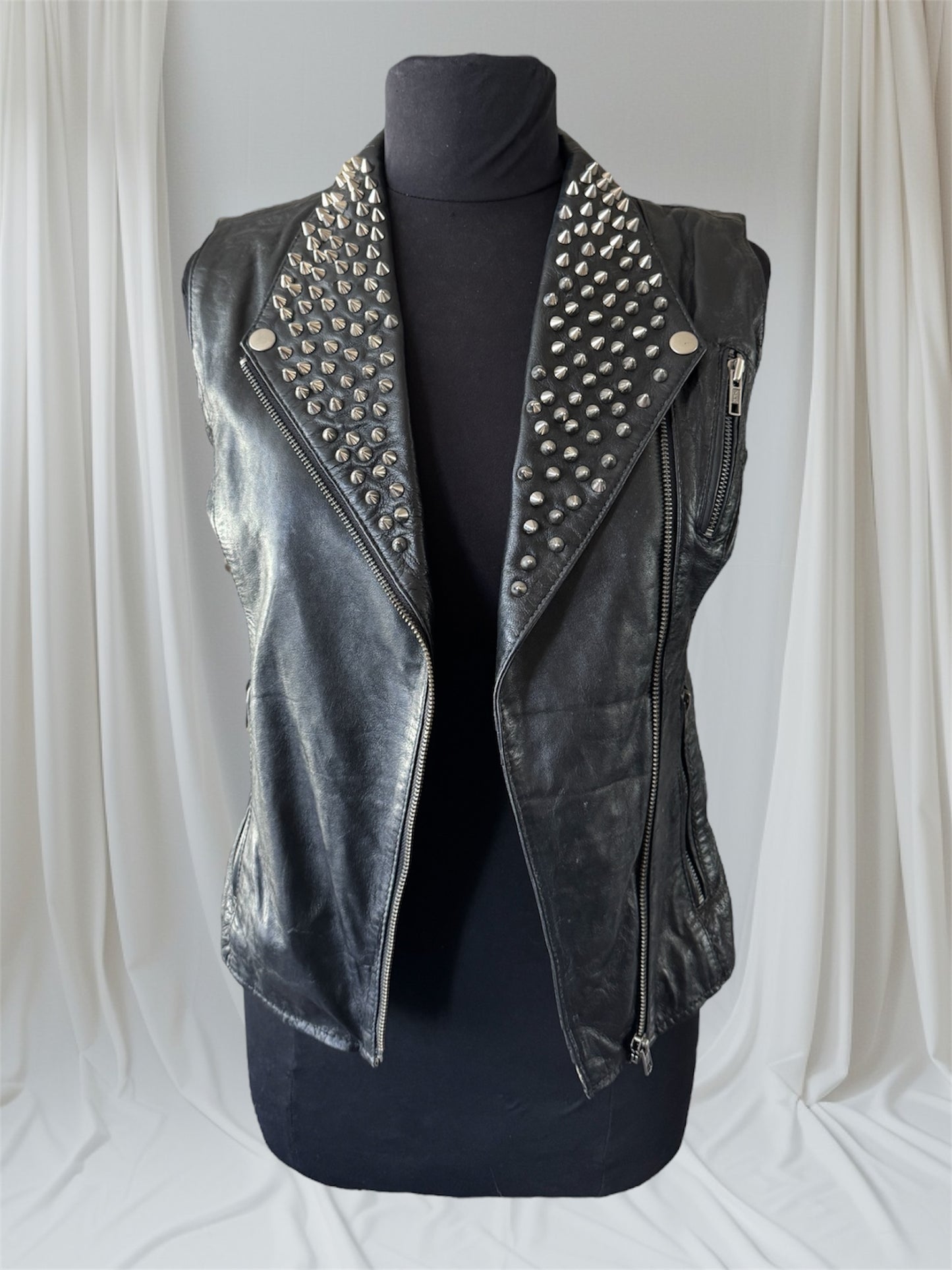 Spiked Spiked Leather Punk Vest, Small