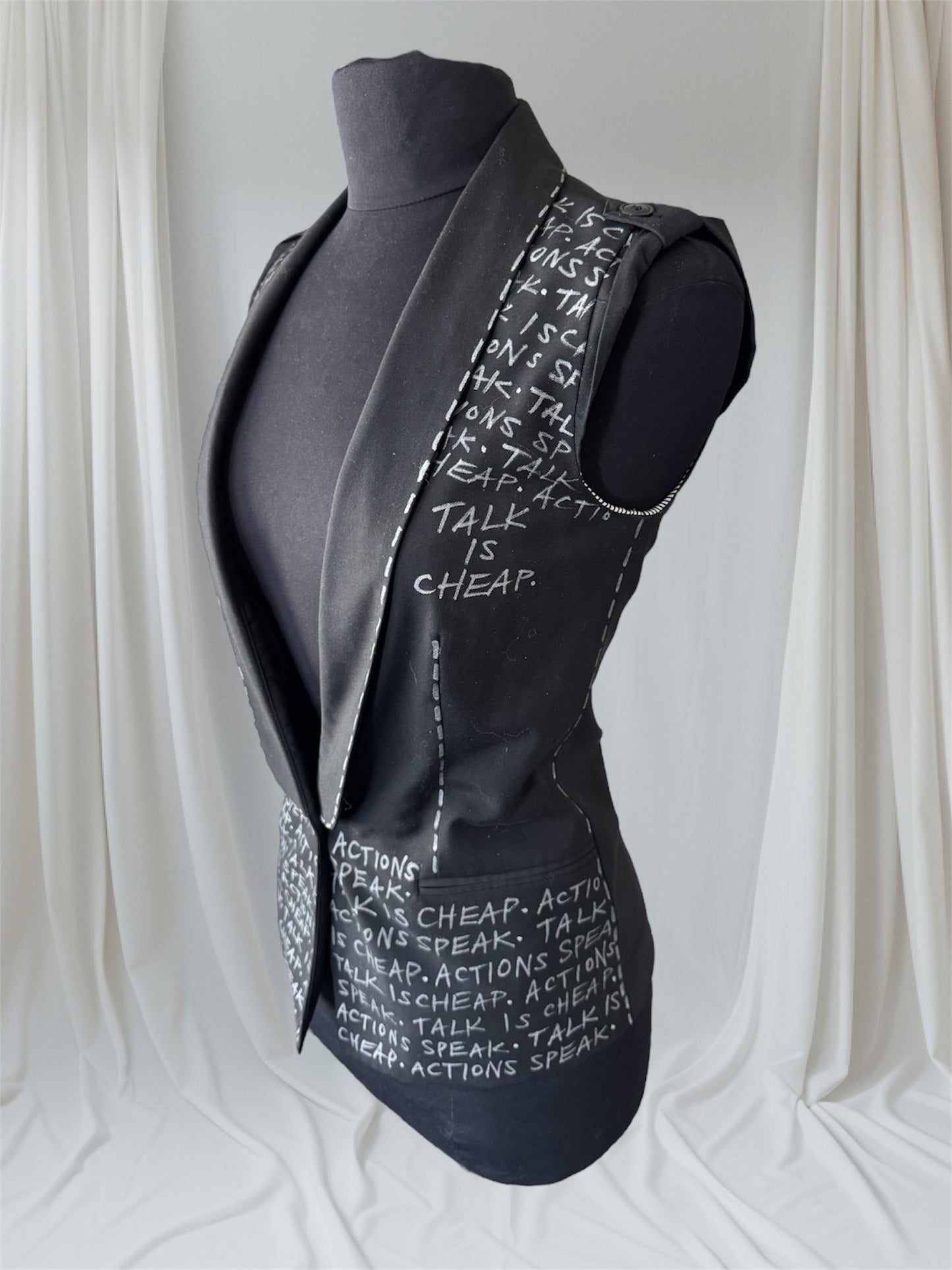 TALK IS CHEAP, ACTIONS SPEAK Size S Women's Suit Vest