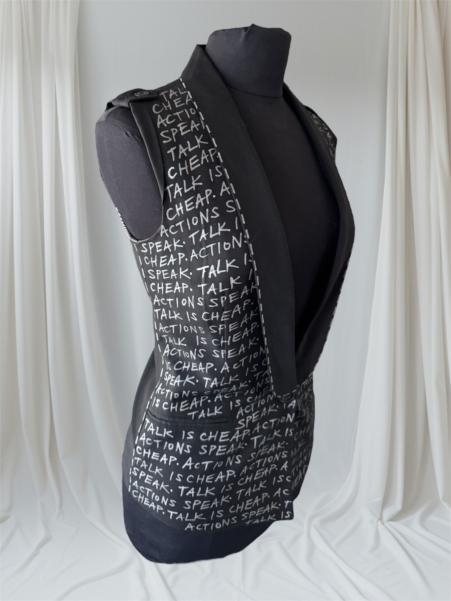 TALK IS CHEAP, ACTIONS SPEAK Size S Women's Suit Vest