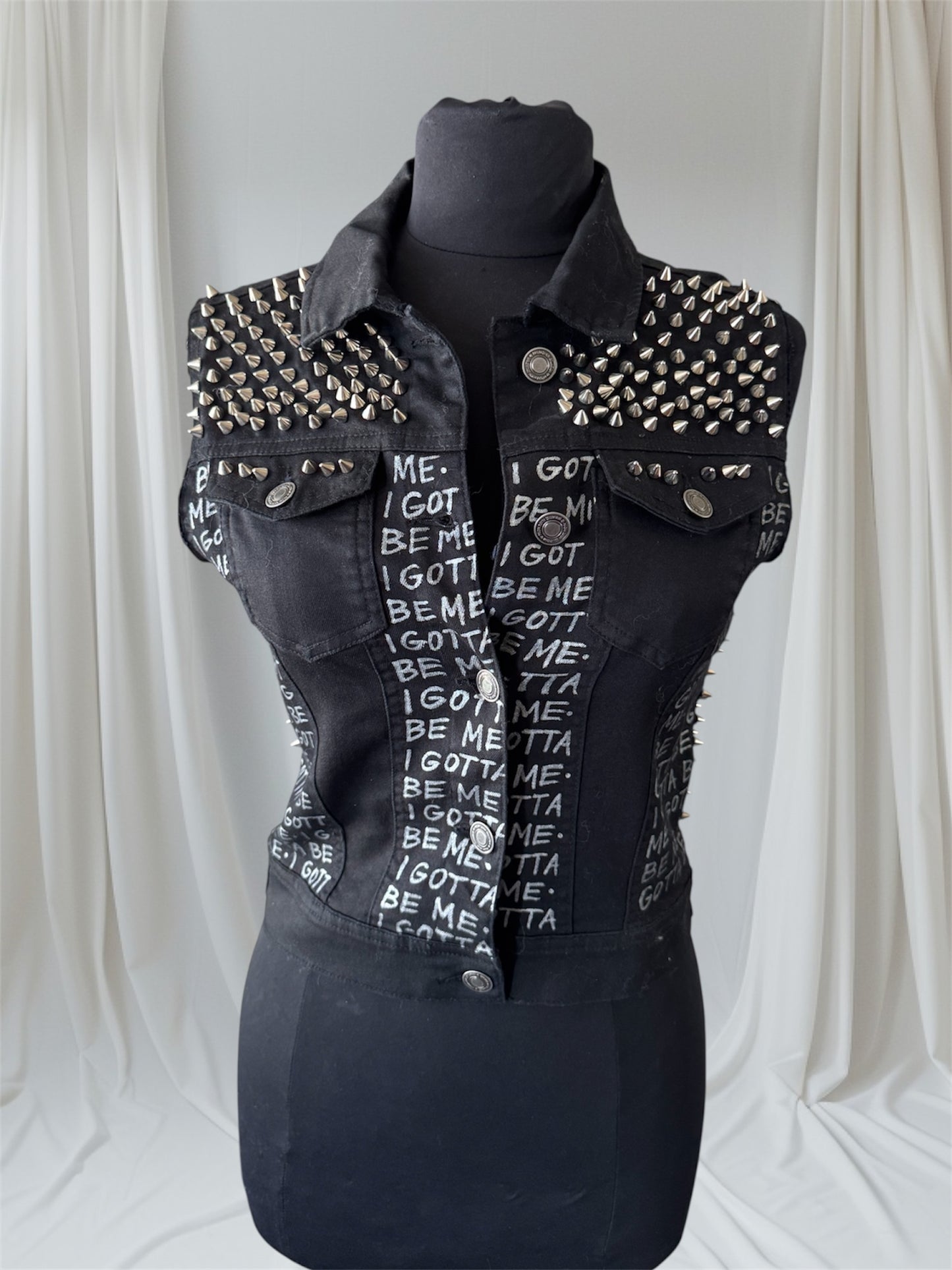 I GOTTA BE ME/ I DON'T CARE WHAT YOU THINK Womens Denim Vest, Size S