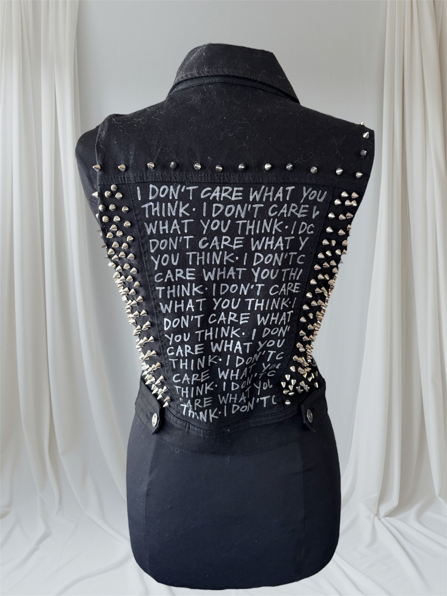 I GOTTA BE ME/ I DON'T CARE WHAT YOU THINK Womens Denim Vest, Size S