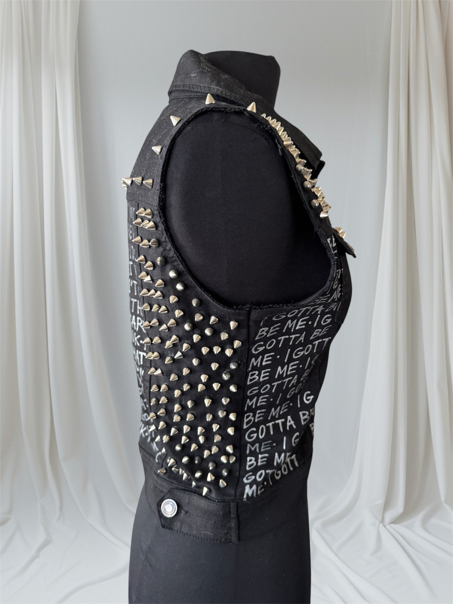 I GOTTA BE ME/ I DON'T CARE WHAT YOU THINK Womens Denim Vest, Size S