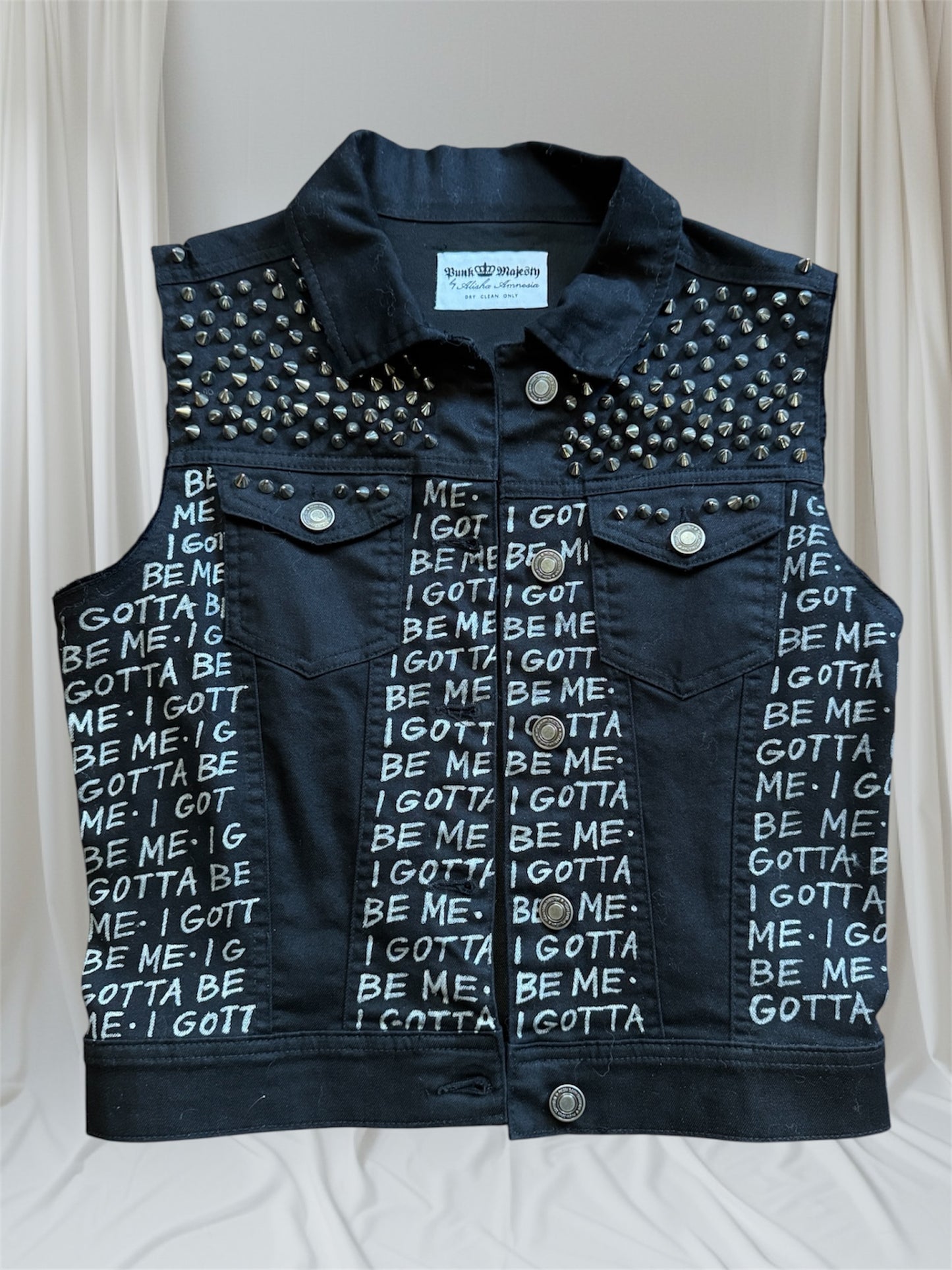 I GOTTA BE ME/ I DON'T CARE WHAT YOU THINK Womens Denim Vest, Size S